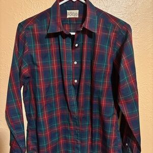 Vtg focus long-sleeve plaid button-down shirt